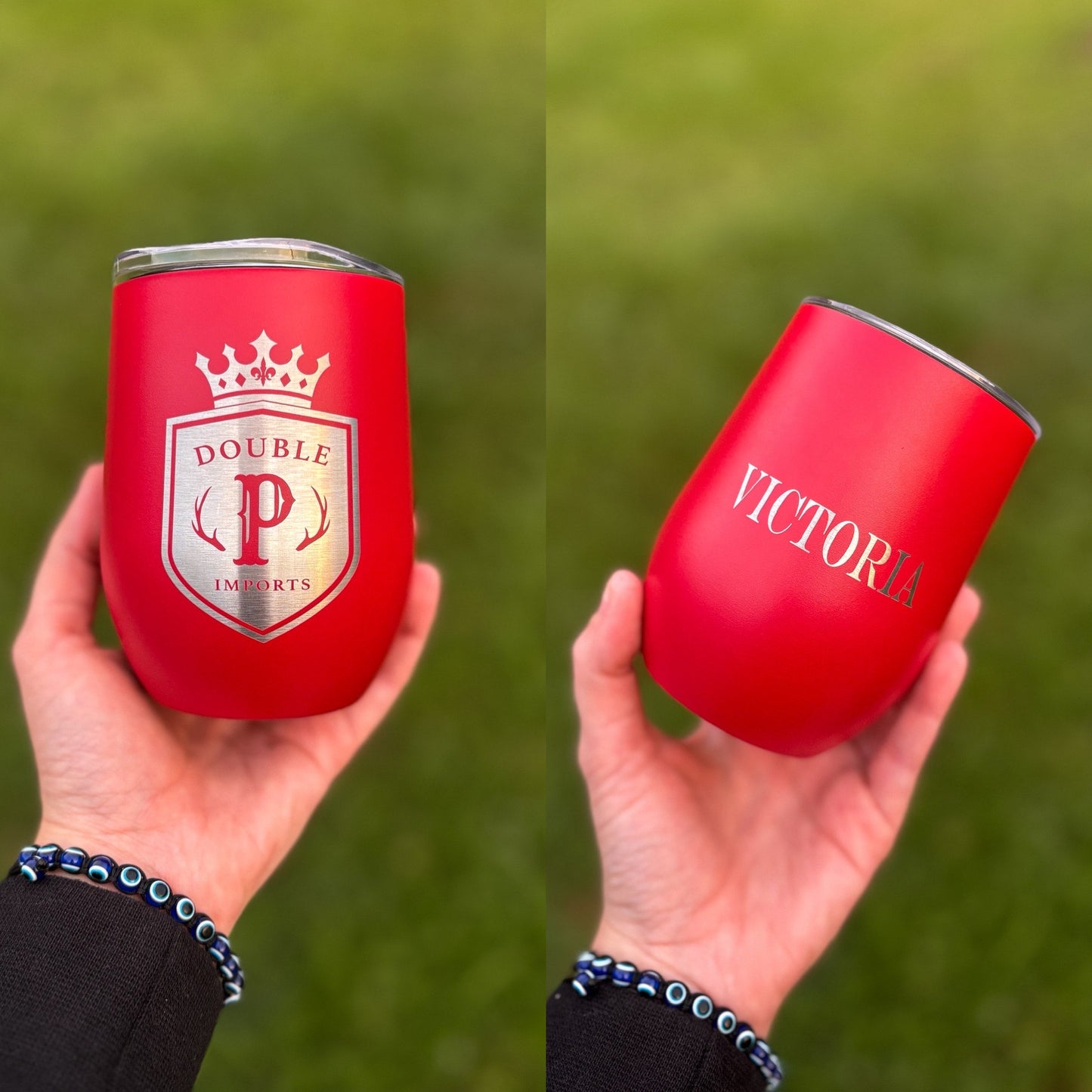 16 oz Blank Stainless Steel Insulated Stemless Wine Tumbler with Lid